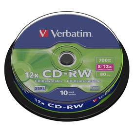 Verbatim CD-DVD-Bluray CD-RW 80/700MB 10 Units Speed Cakebox