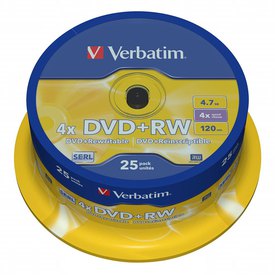 Verbatim Velocidade DVD+RW 4.7GB 4x 25 Unidades