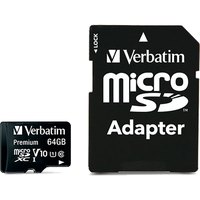 verbatim-premium-micro-sd-class-10-64gb-sd-adapter-minne-kort