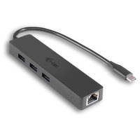 I-tec USB C 3 Puertos Slim Hub + Adaptador Gigabit Ethernet
