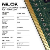 Nilox 4GB DDR3L 1600Mhz RAM Memory