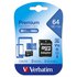 Verbatim Tarjeta Memoria Premium Micro SD Class 10 64GB+Adaptador SD
