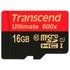 Transcend Tarjeta Memoria Micro SDHC MLC 16GB Class 10 UHS-I 600x+Adaptador SD
